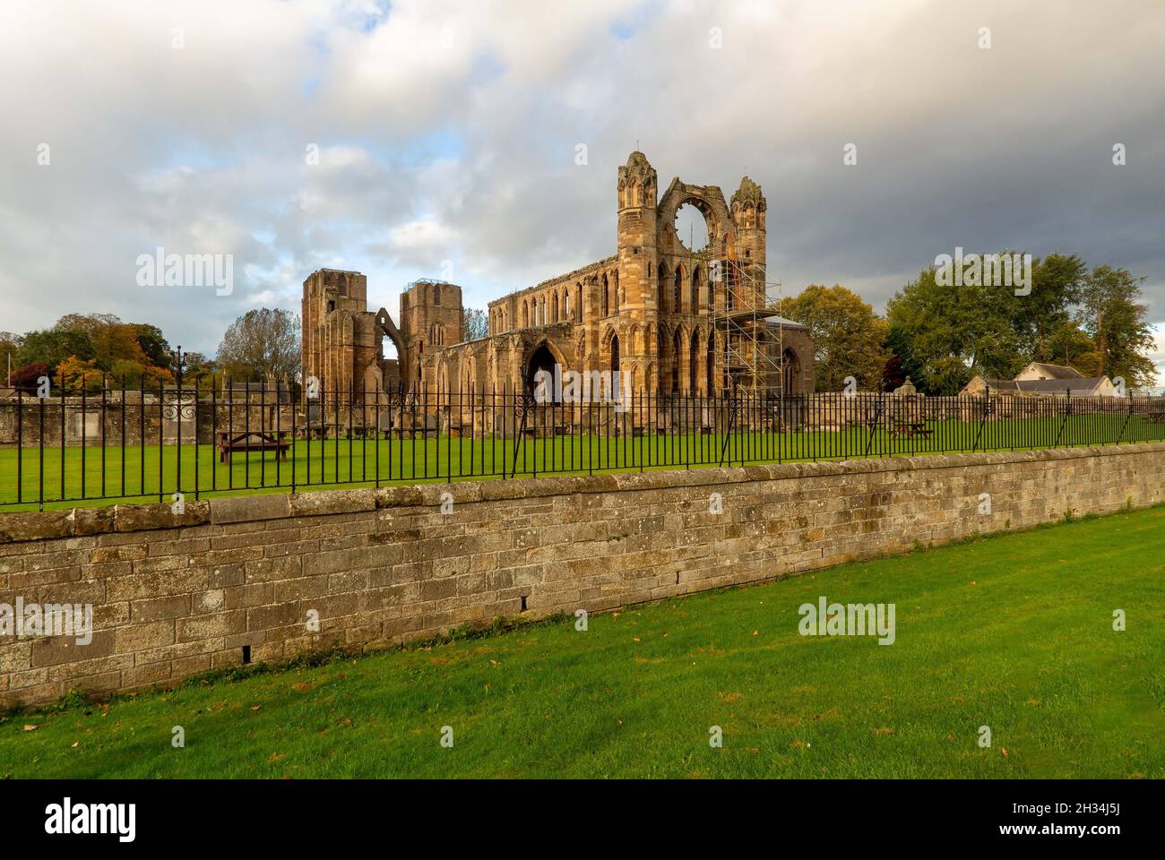 Elgin Cathedral in Ruinen in Elgin Morayshire, Schottland, Großbritannien Stockfoto