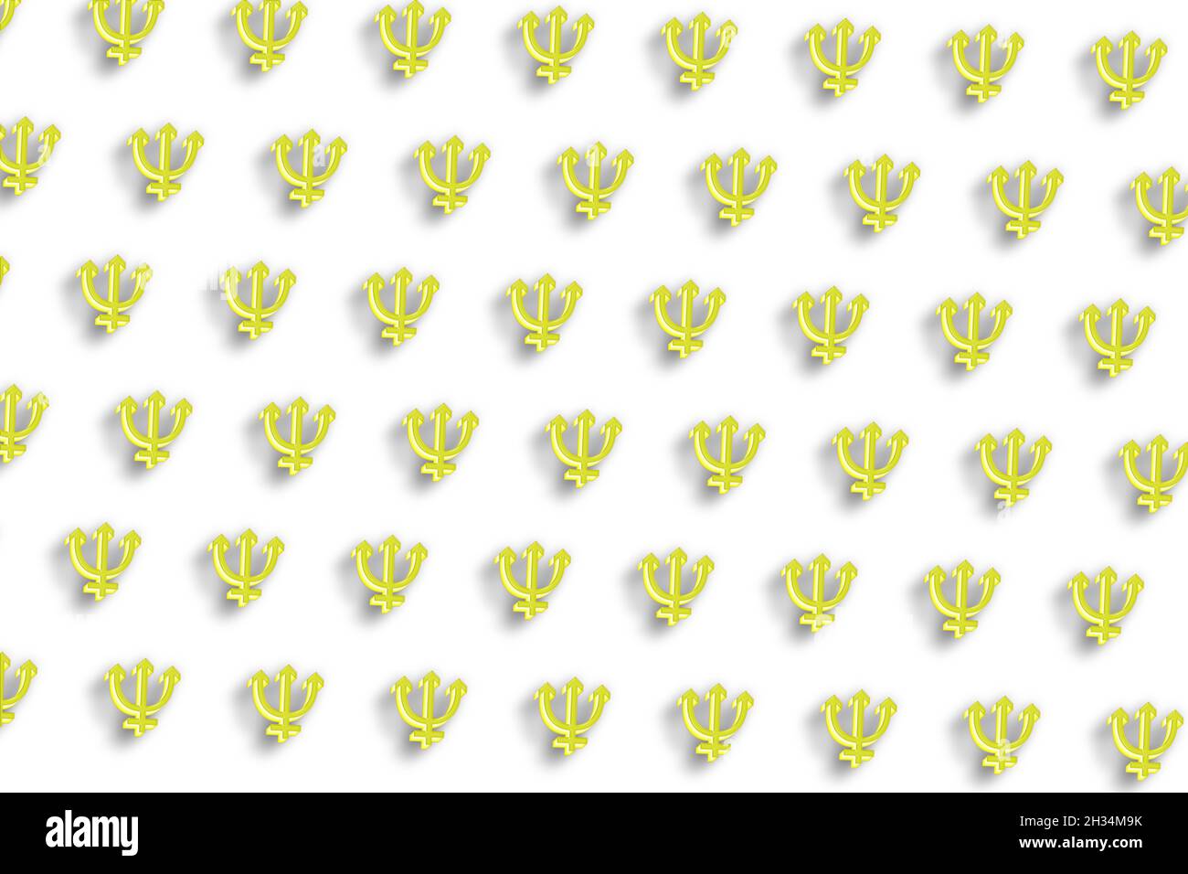 Merkursymbol, Merkurzeichen, Astrologie Merkurplanet, weißer minimaler Hintergrund Stockfoto