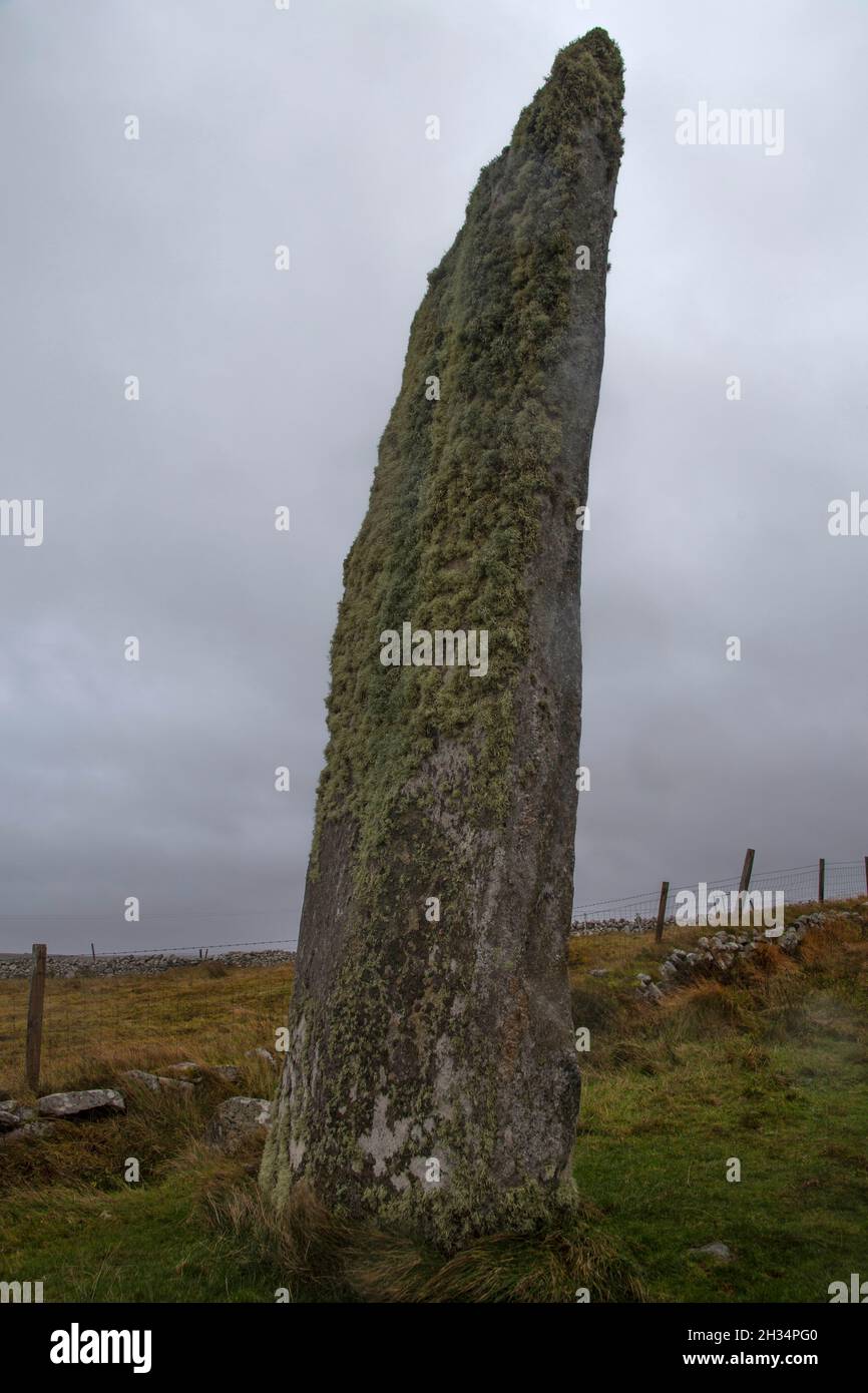 Clach an Truseil, Baile an Truseil - höchster Stein in Schottland - Isle of Lewis Äußere Hebriden, Schottland Vereinigtes Königreich Stockfoto