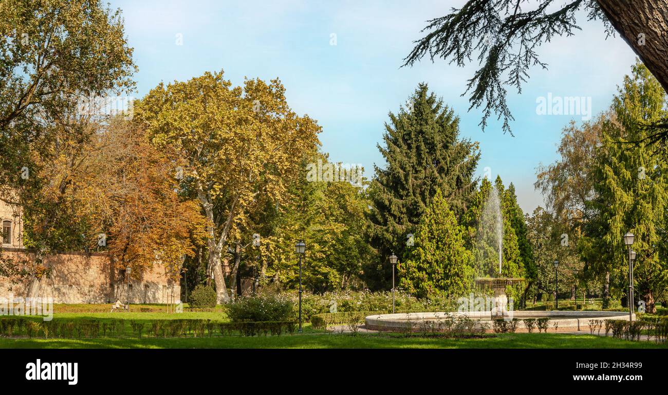 Parco Massari im historischen Stadtzentrum von Ferrara, Emilia-Romagna, Italien Stockfoto