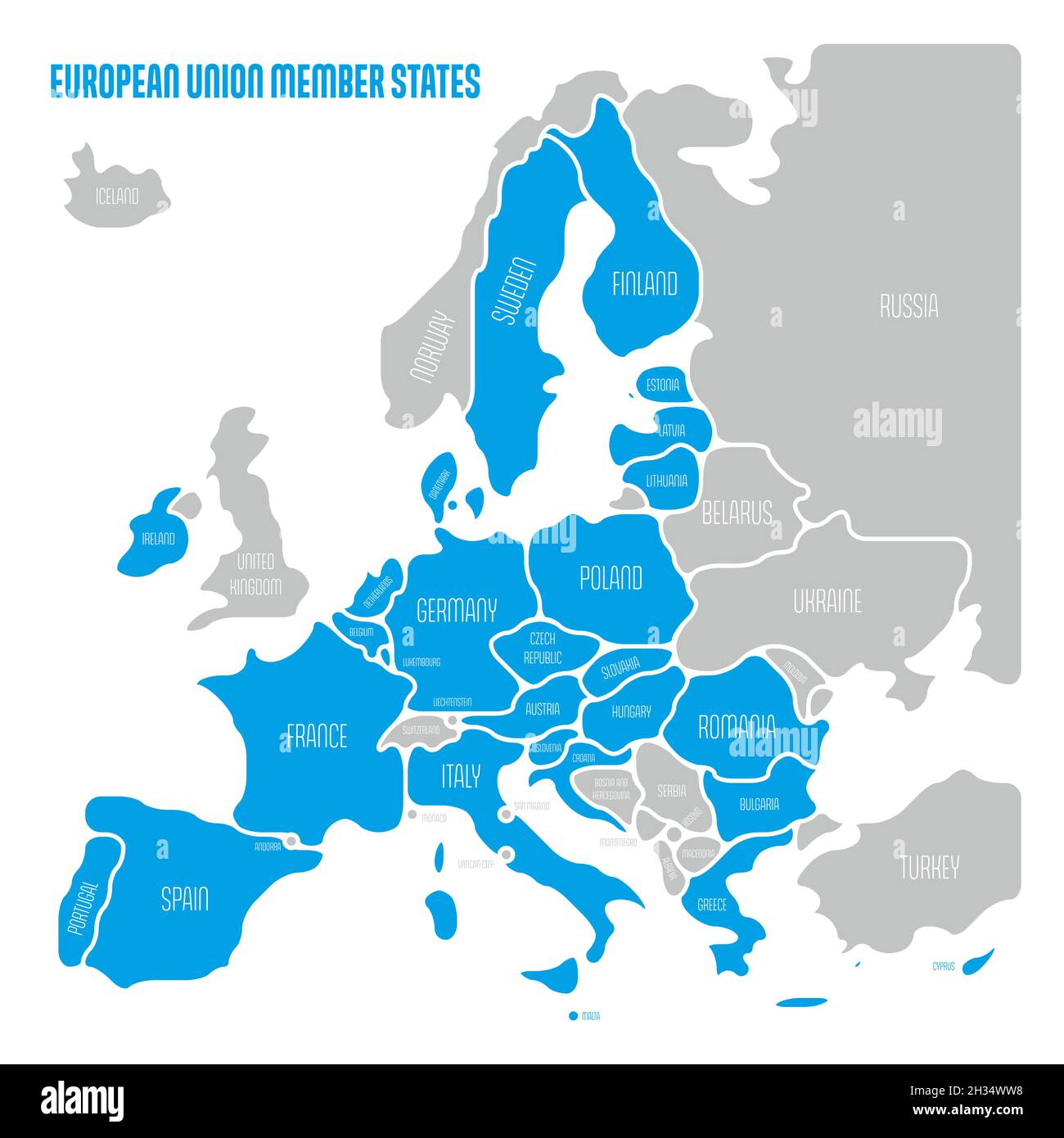 Vereinfachte und reibungslose Karte der EU Stock Vektor