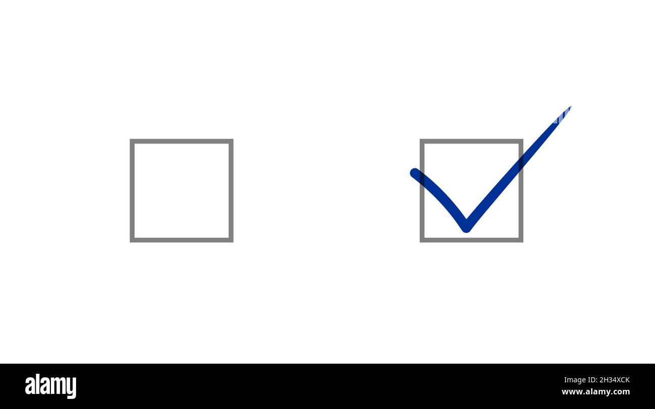 Aktiviert und leer deaktivieren Sie das Kontrollkästchen. Kontrollkästchen aktiviert. Vector eps-Symbole für App und Website Stock Vektor