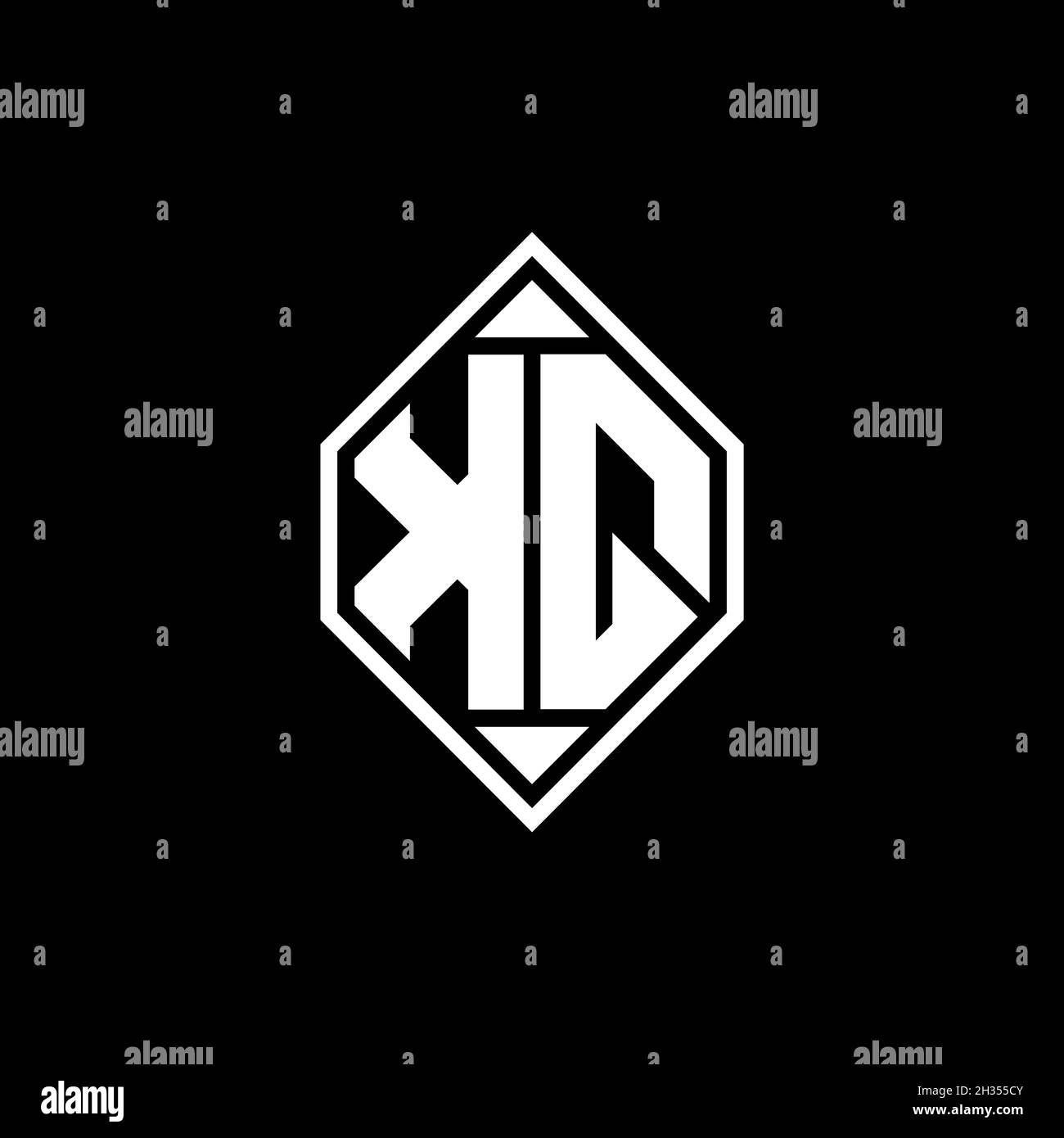 KQ Monogram Logo-Buchstabe mit Gemoteric Linie abgerundeten Form Stil Design auf isoliertem Hintergrund, geschilderter Buchstabe Monogramm Stock Vektor