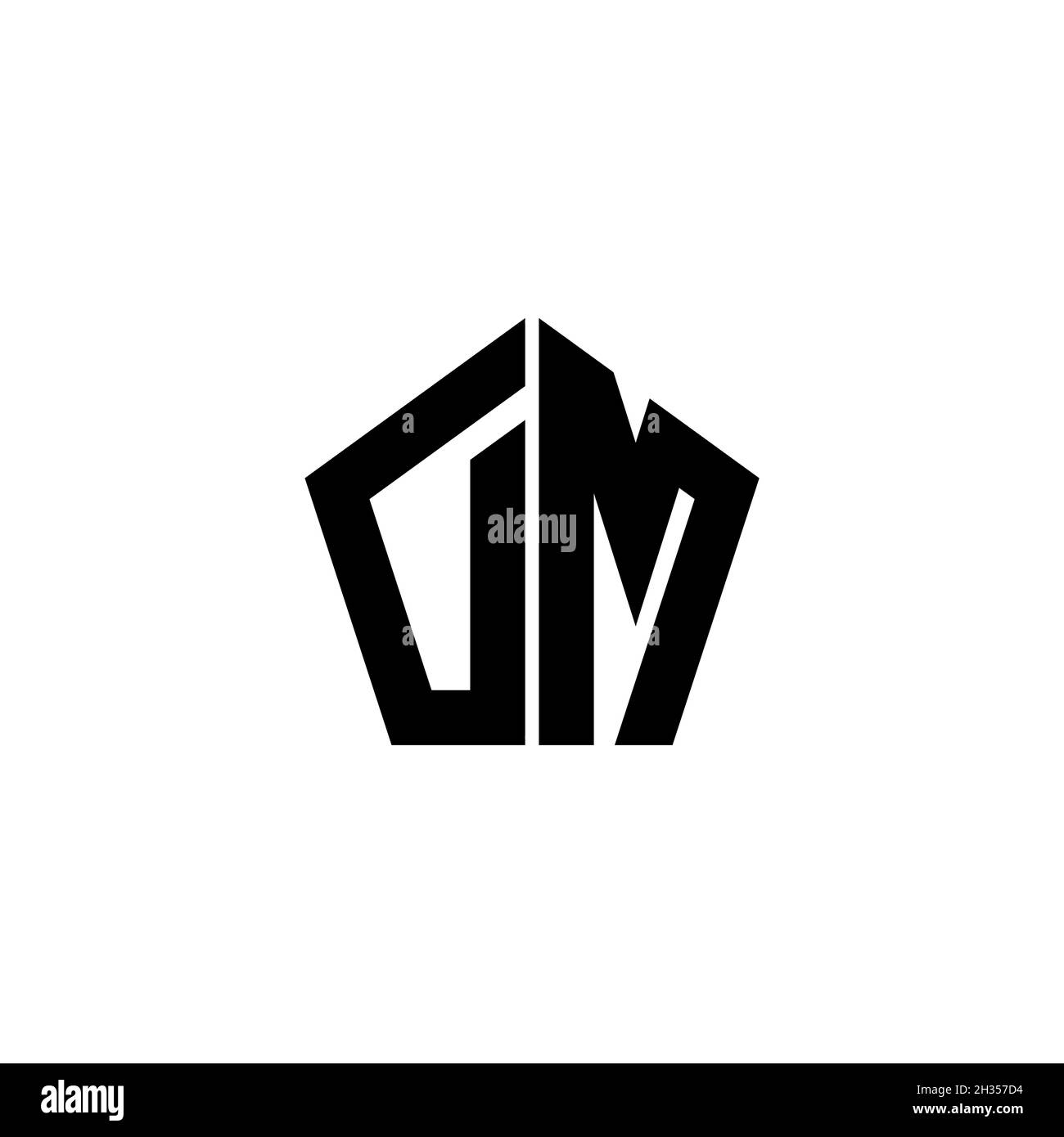 DM Monogram Logo Brief mit polygonalem geometrischen Formstil Design isoliert auf weißem Hintergrund. Stern polygonal, Schild Stern geometrisch. Stock Vektor