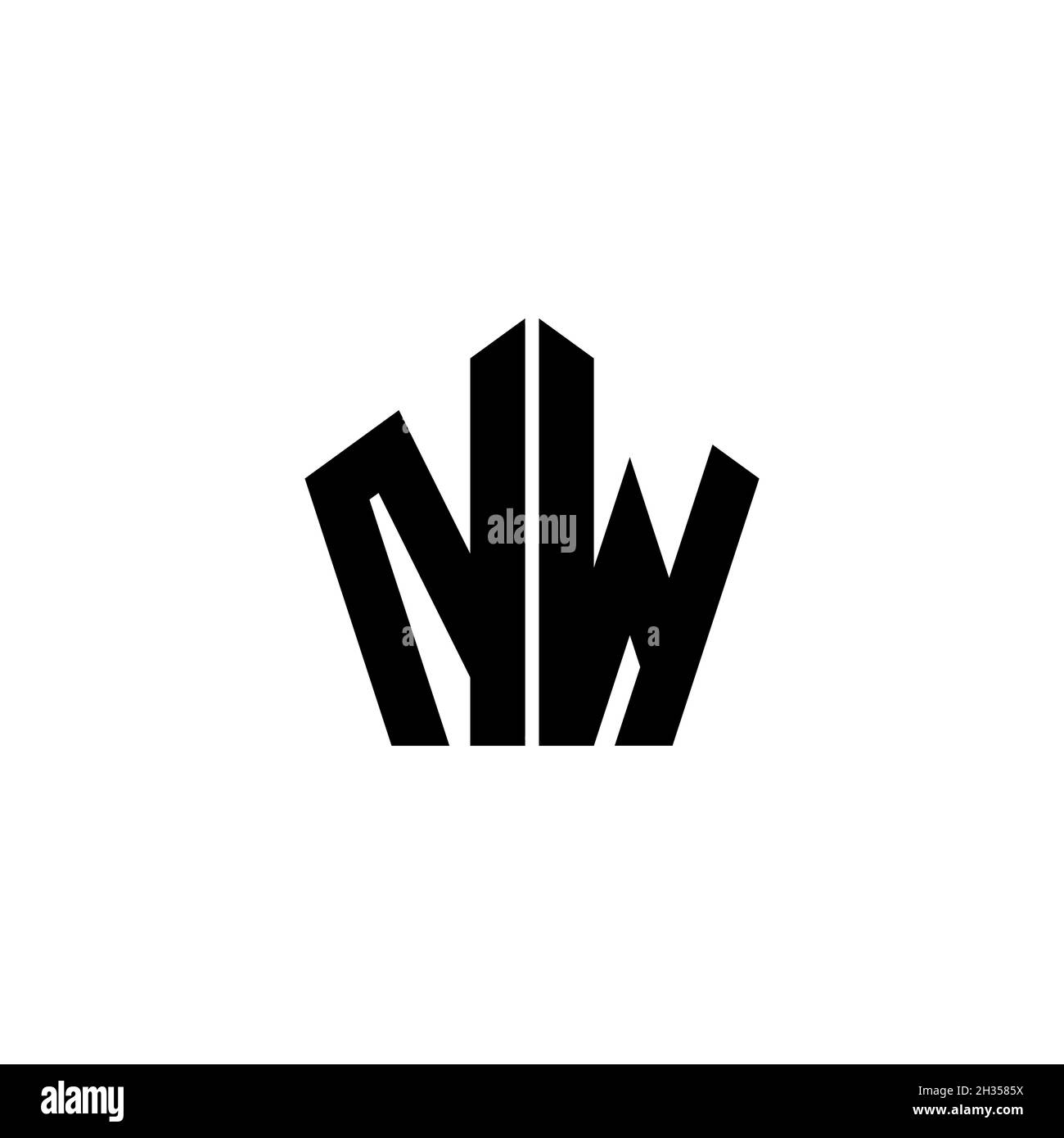 NW Monogram-Logo mit polygonalem Design im geometrischen Formstil, isoliert auf weißem Hintergrund. Stern polygonal, Schild Stern geometrisch. Stock Vektor