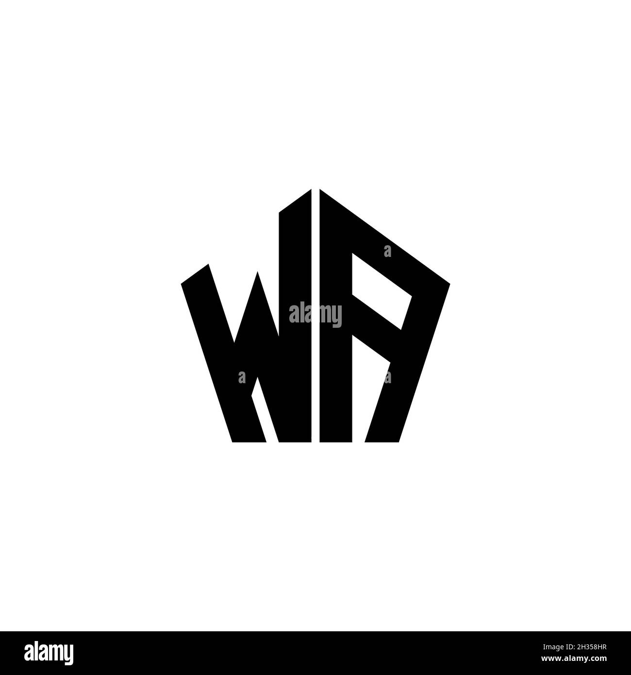 WA Monogram Logo Brief mit polygonalem geometrischen Formstil Design isoliert auf weißem Hintergrund. Stern polygonal, Schild Stern geometrisch. Stock Vektor