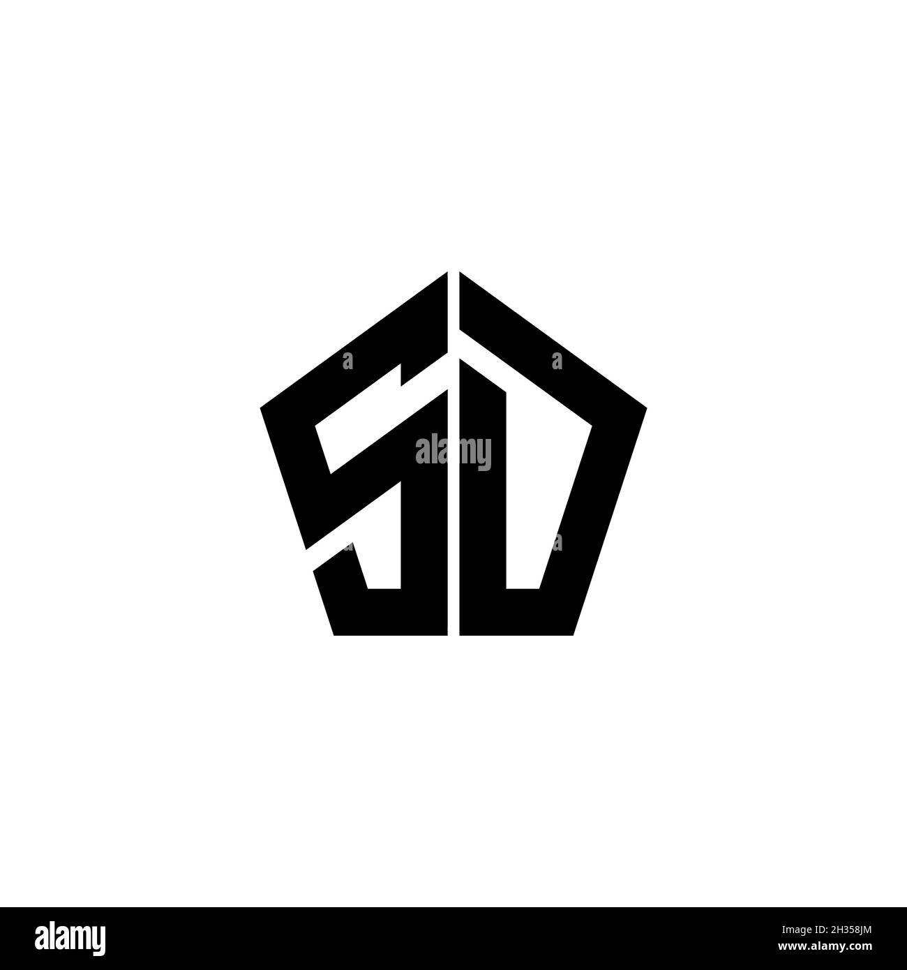 SD Monogram-Logo mit polygonalem Design im geometrischen Formstil, isoliert auf weißem Hintergrund. Stern polygonal, Schild Stern geometrisch. Stock Vektor