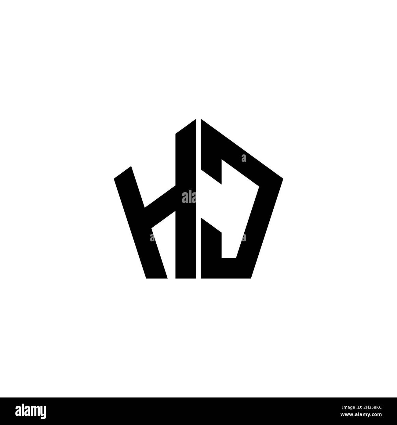 HC Monogram Logo mit polygonalem Design im geometrischen Formstil, isoliert auf weißem Hintergrund. Stern polygonal, Schild Stern geometrisch. Stock Vektor