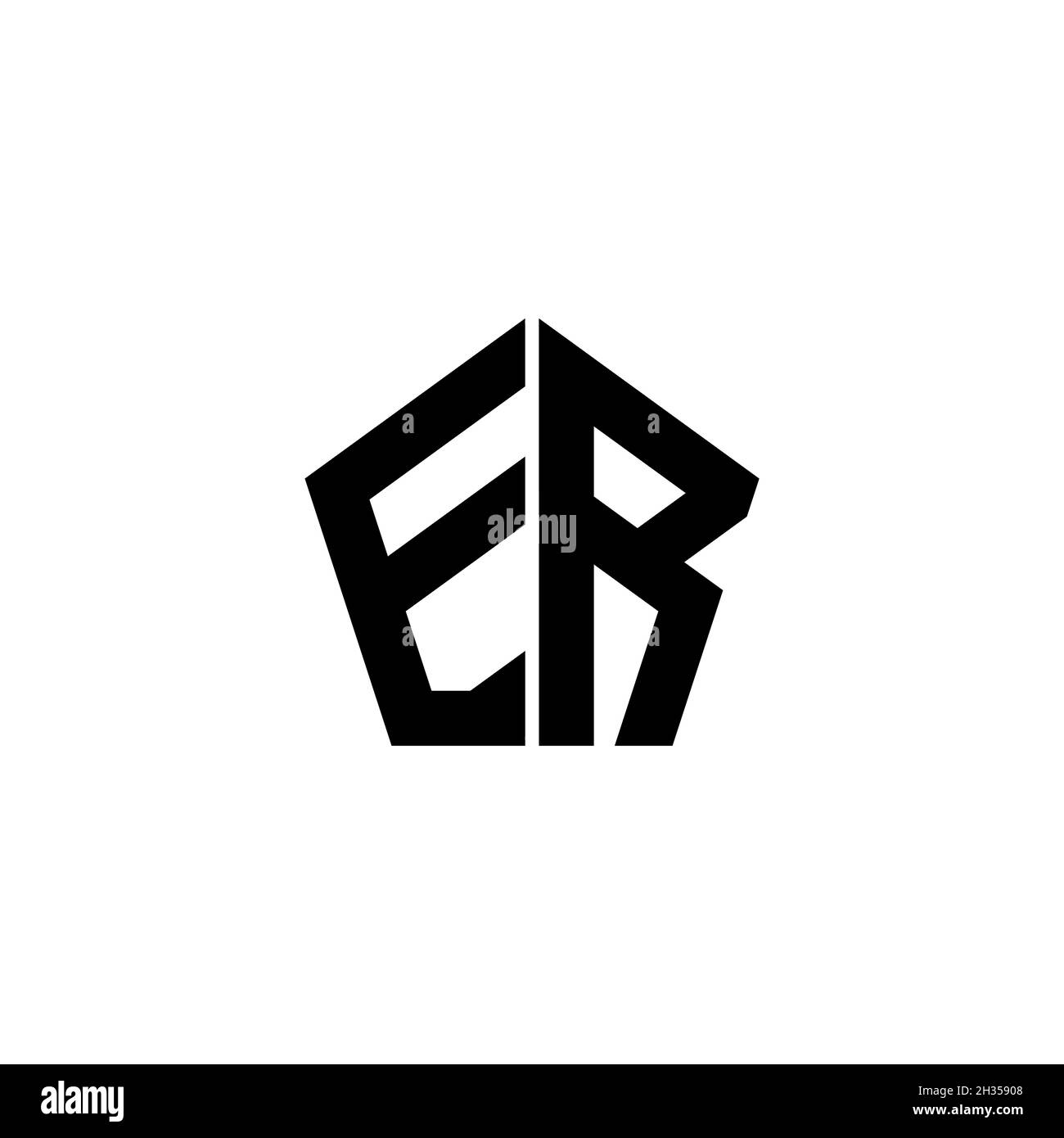 ER Monogram Logo Buchstaben mit polygonalen geometrischen Form Stil Design isoliert auf weißem Hintergrund. Stern polygonal, Schild Stern geometrisch. Stock Vektor