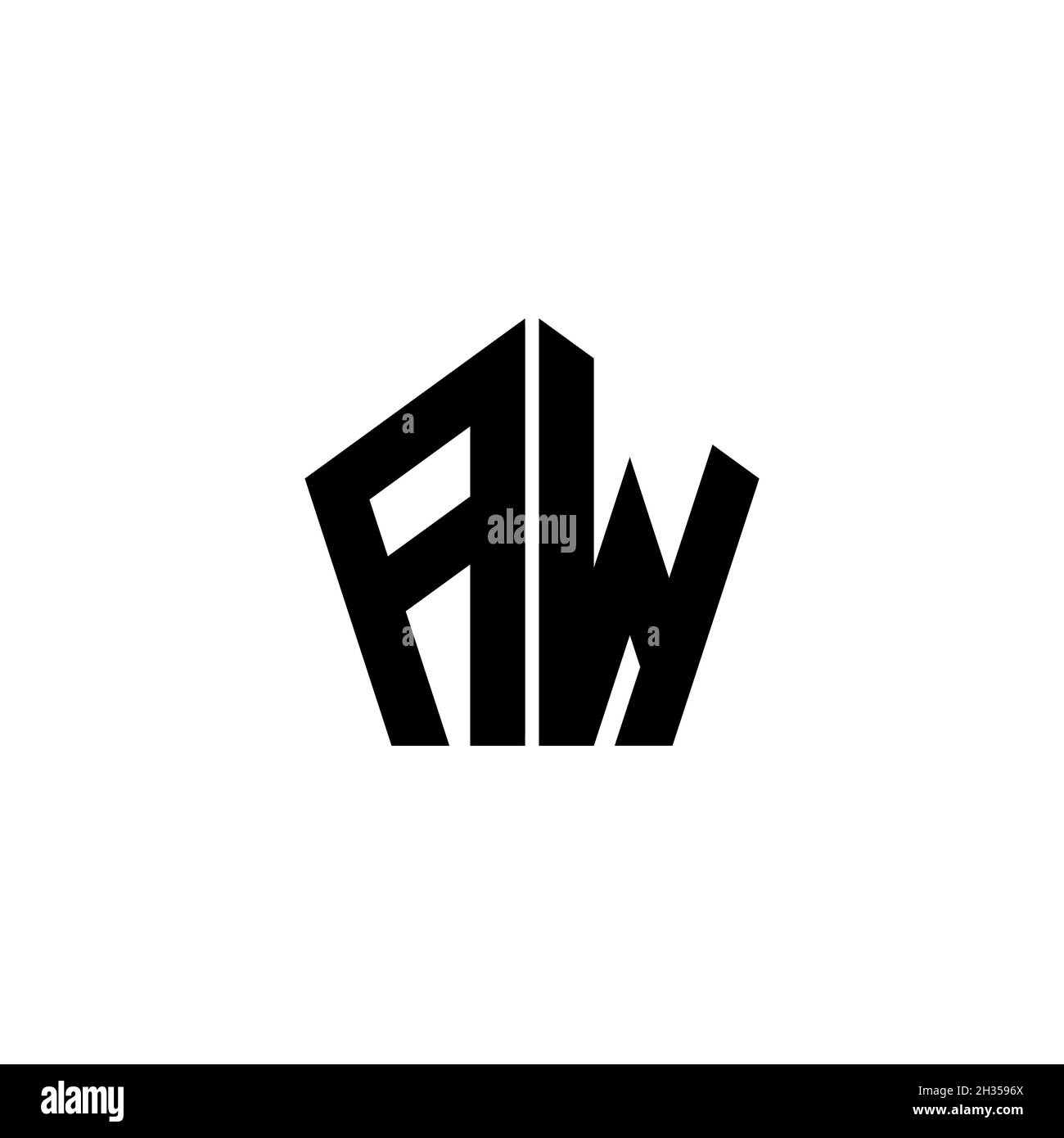 AW Monogram Logo mit polygonalem Design im geometrischen Formstil, isoliert auf weißem Hintergrund. Stern polygonal, Schild Stern geometrisch. Stock Vektor