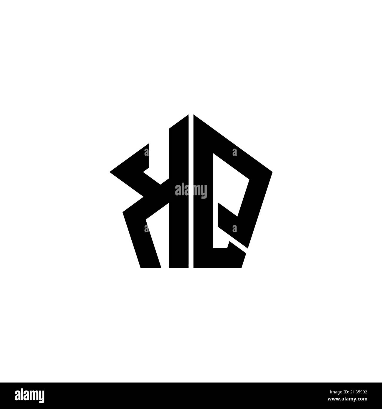 KQ Monogram-Logo mit polygonalem Design im geometrischen Formstil, isoliert auf weißem Hintergrund. Stern polygonal, Schild Stern geometrisch. Stock Vektor