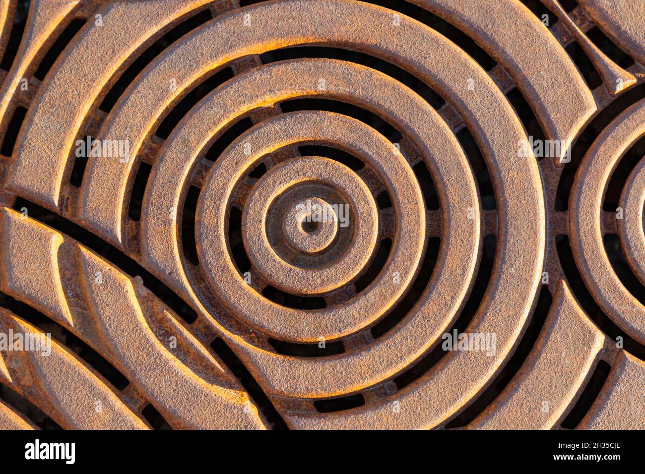 Ein kreisförmiger Abfluss. Stockfoto