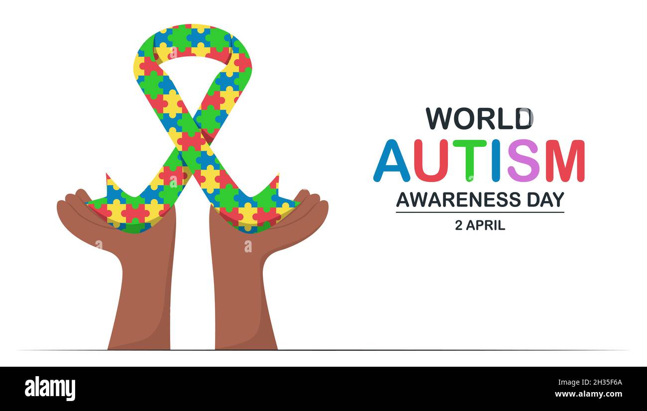 Banner-Vorlage für den Weltautismus-Tag, 2. April. Dieser Tag wird das Bewusstsein für autistische Spektrum Störungen Menschen zu erhöhen. Dazu gehören auti Stock Vektor