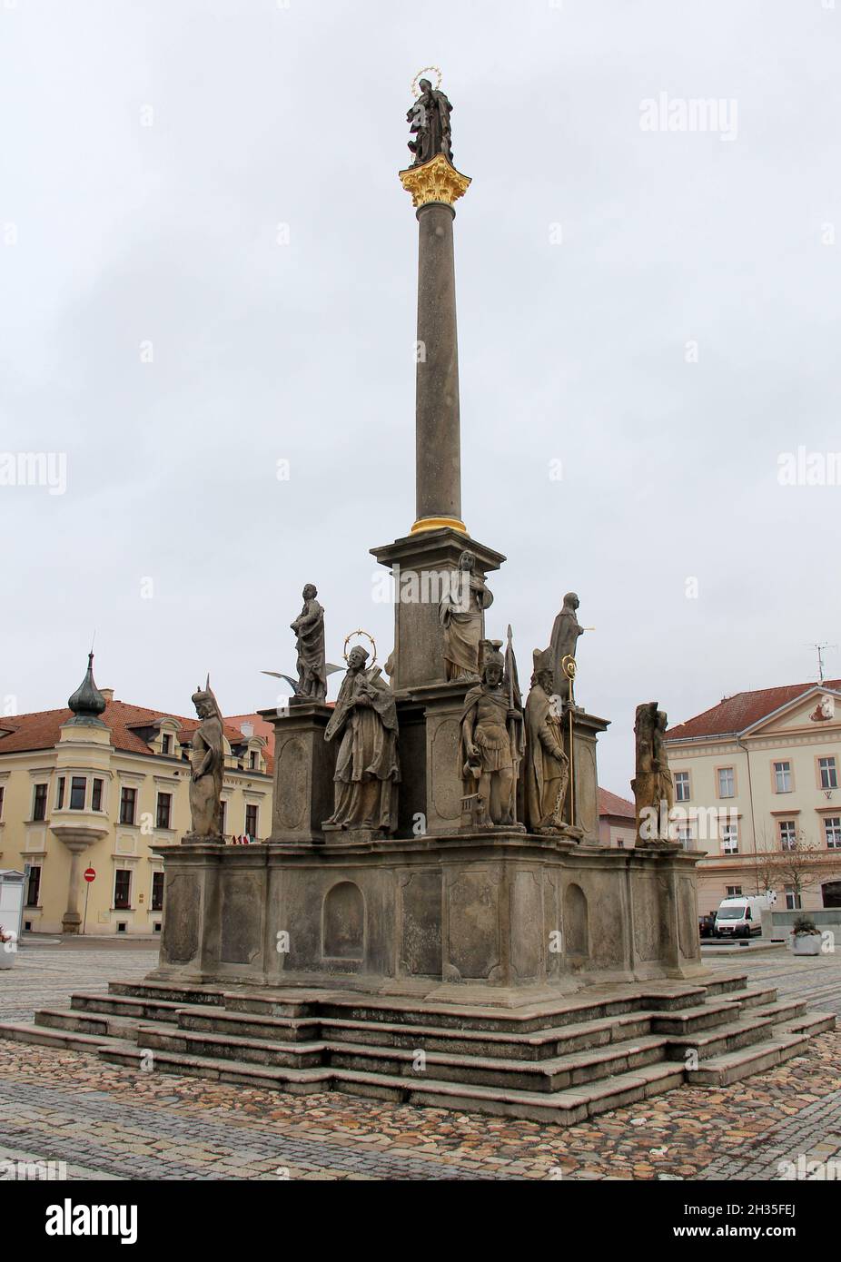 Mariensäule auf dem Masaryk-Platz, Stribro, Tschechische Republik Stockfoto