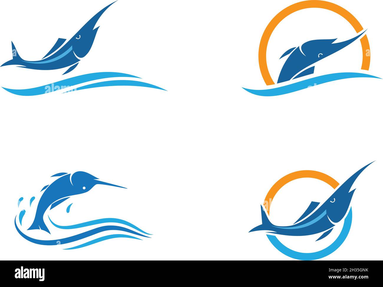 Marline Fish Logo Vektor-Ilustration Stock Vektor