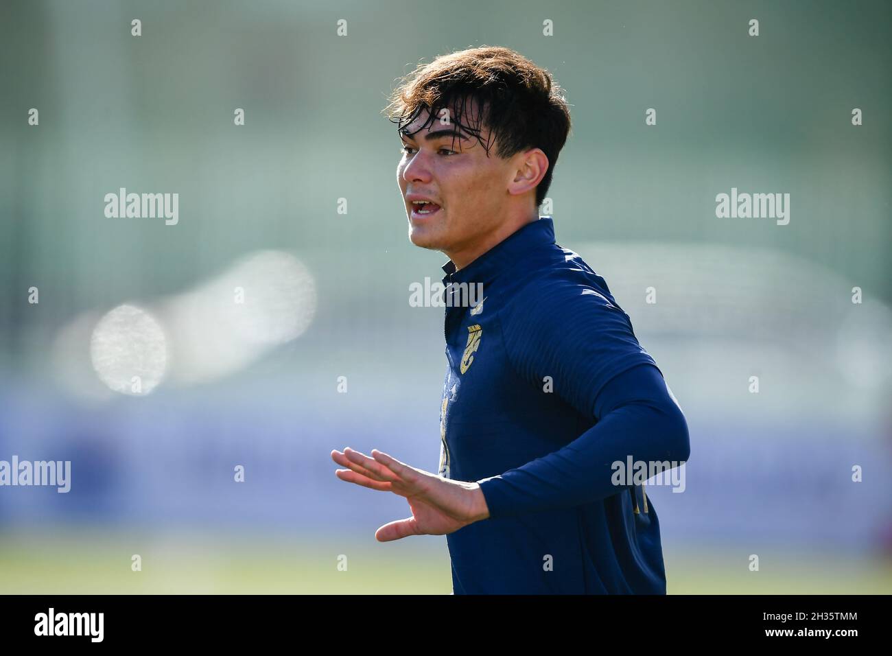 Ulaanbaatar, Mongolei. Oktober 2021. Jonathan Khemdee aus Thailand beim AFC U23 Asian Cup Usbekistan 2022 Gruppe J Qualifikationsrunde zwischen Thailand und der Mongolei im MFF-Stadion in Ulaanbaatar gesehen. (Endstand; Thailand 1:1 Mongolei) (Foto: Amphol Thongmueangluang/SOPA I/Sipa USA) Quelle: SIPA USA/Alamy Live News Stockfoto