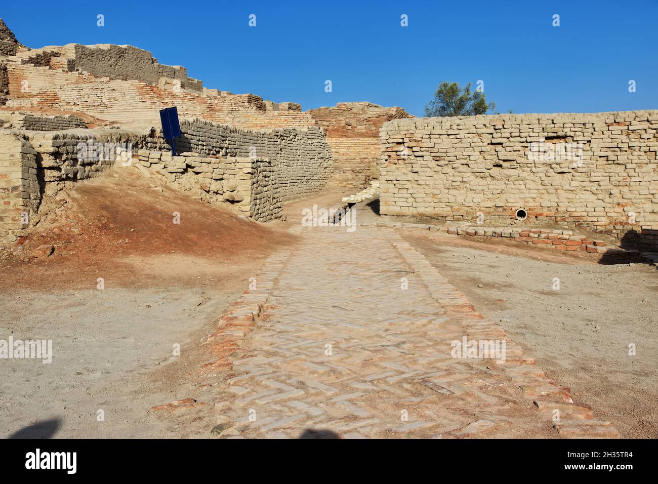 Mohenjo daro Ruinen schließen Indus Fluss in Larkana Bezirk, Sindh, Pakistan Stockfoto