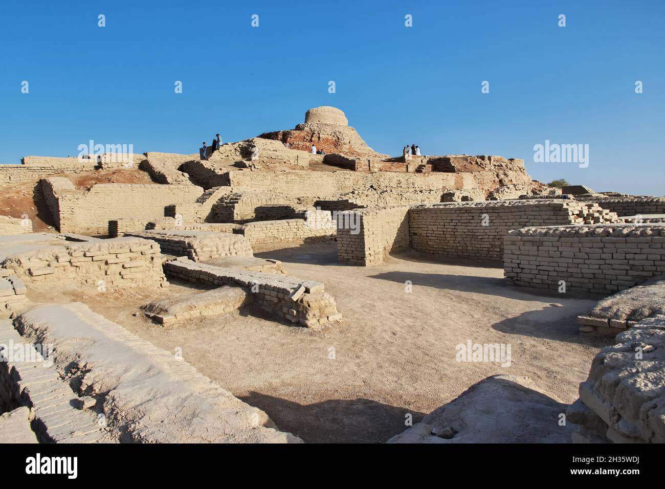 Mohenjo daro Ruinen schließen Indus Fluss in Larkana Bezirk, Sindh, Pakistan Stockfoto