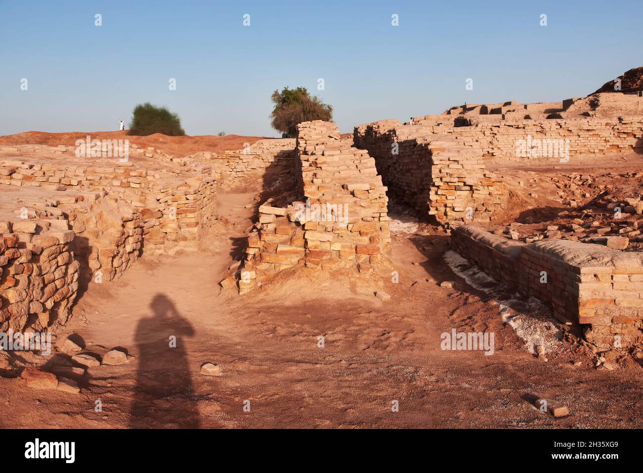 Mohenjo daro Ruinen schließen Indus Fluss in Larkana Bezirk, Sindh, Pakistan Stockfoto