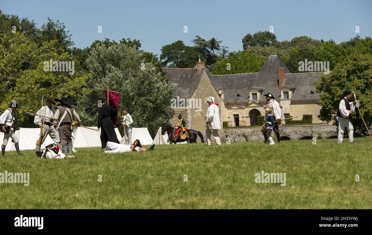 Erstes Reich Napoleon Bonaparte Nachstellung Schloss Plessis-Bourré Frankreich Stockfoto