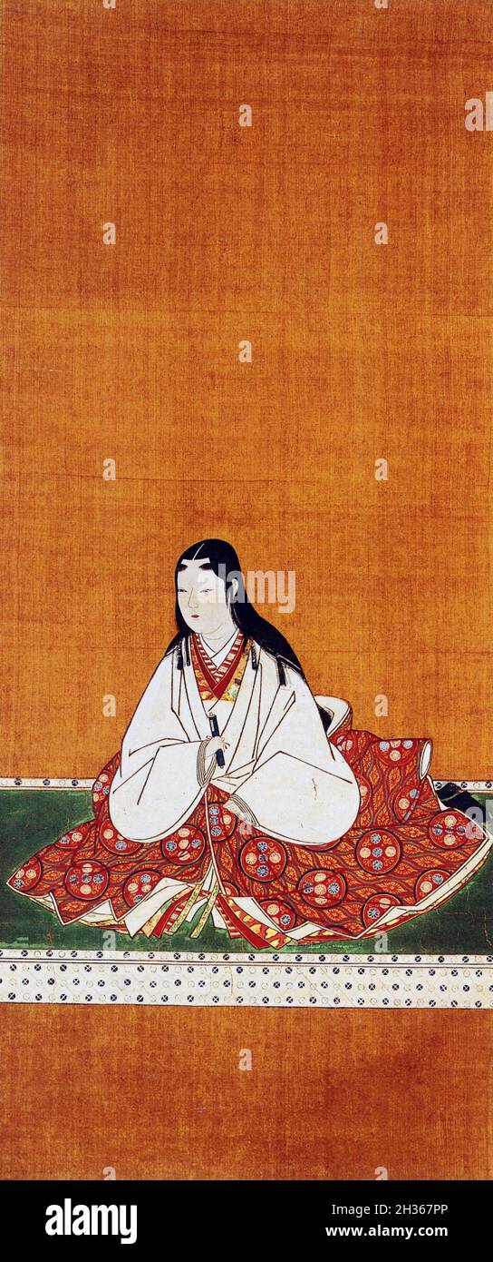 Japan: Lady Oichi (1547. - 14. Juni 1583), Ehefrau von Azai Nagamasa und Shibata Katsuie. Hängende Schriftrolle Malerei, c. 1580er-1590er. Oichi oder Oichi-no-Kata, auch bekannt als Ichihime, Odani-no-Kata und Hideko, war eine weibliche historische Figur aus der späten Sengoku-Zeit. Sie ist vor allem als Mutter von drei Töchtern bekannt, die für ihre Verbindungen bekannt werden würden - Yodo Dono, Ohatsu und Oeyo. Oichi war die jüngere Schwester von Oda Nobunaga. Oichi war gleichermaßen für ihre Schönheit und ihre Entschlossenheit bekannt. Sie stammte aus den Sippen von Taira und Fujiwara. Stockfoto