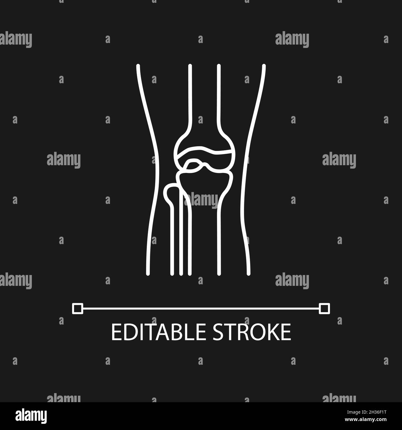 Weißes lineares Osteoarthritis-Symbol für dunkles Thema Stock Vektor