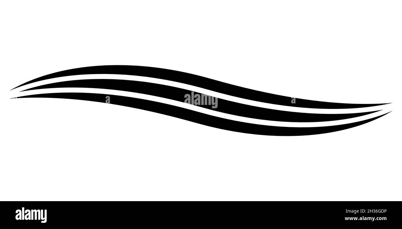 Geschwungene kalligrafische Linie, Vektor, Band, ähnlich einem Straßenelement der Kalligraphie, elegant geschwungene Linie Stock Vektor