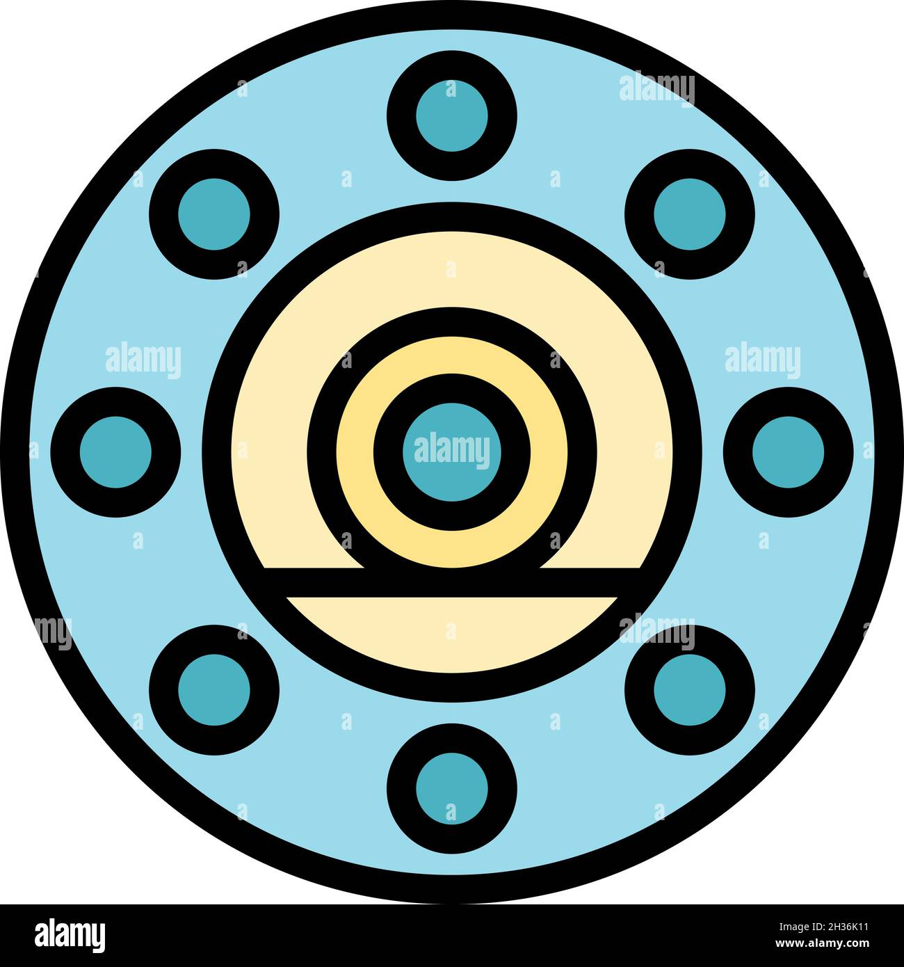 Symbol für Angelrolle. Umriss Angelrolle Vektor Symbol Farbe flach isoliert Stock Vektor