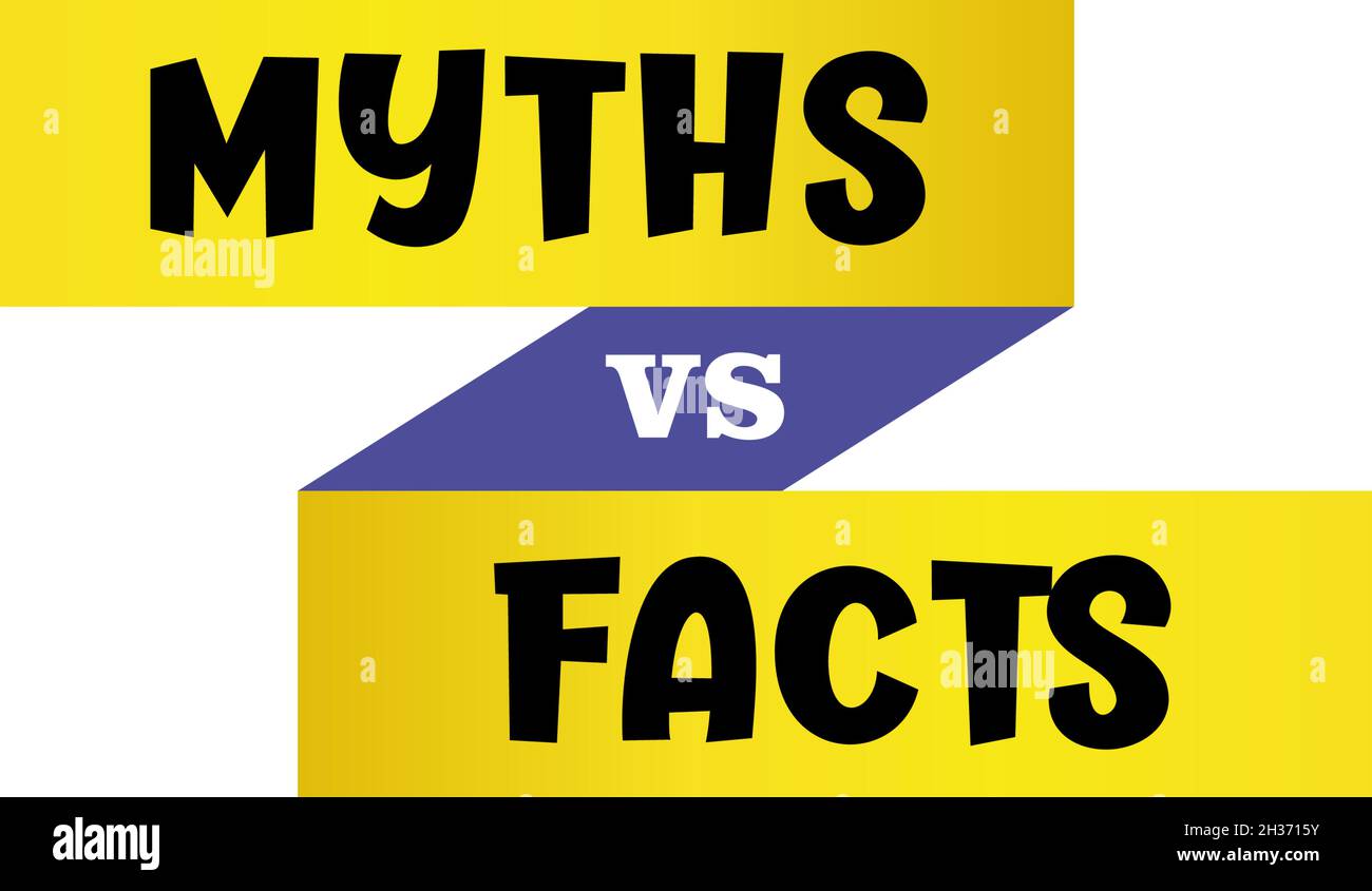 Mythen und Fakten zeichnen sich aus. Header-Design „Mythen vs Fakten“. Wahre oder falsche Fakten platzen. Bannerdesign für jeden Zweck. Stock Vektor