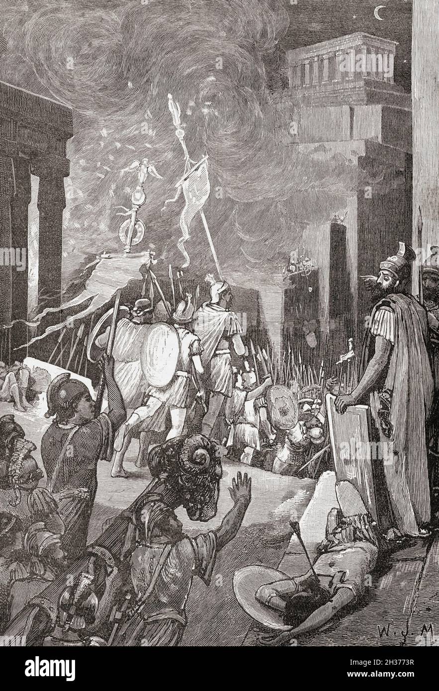Der Angriff auf die Zitadelle von Karthago während des Dritten Punischen Krieges, 149 v. Chr.. Aus Cassells Illustrated Universal History, veröffentlicht 1883. Stockfoto