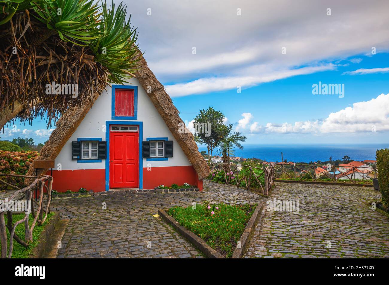 Traditionelles Haus im Dorf Santana, Insel Madeira, Portugal Stockfoto
