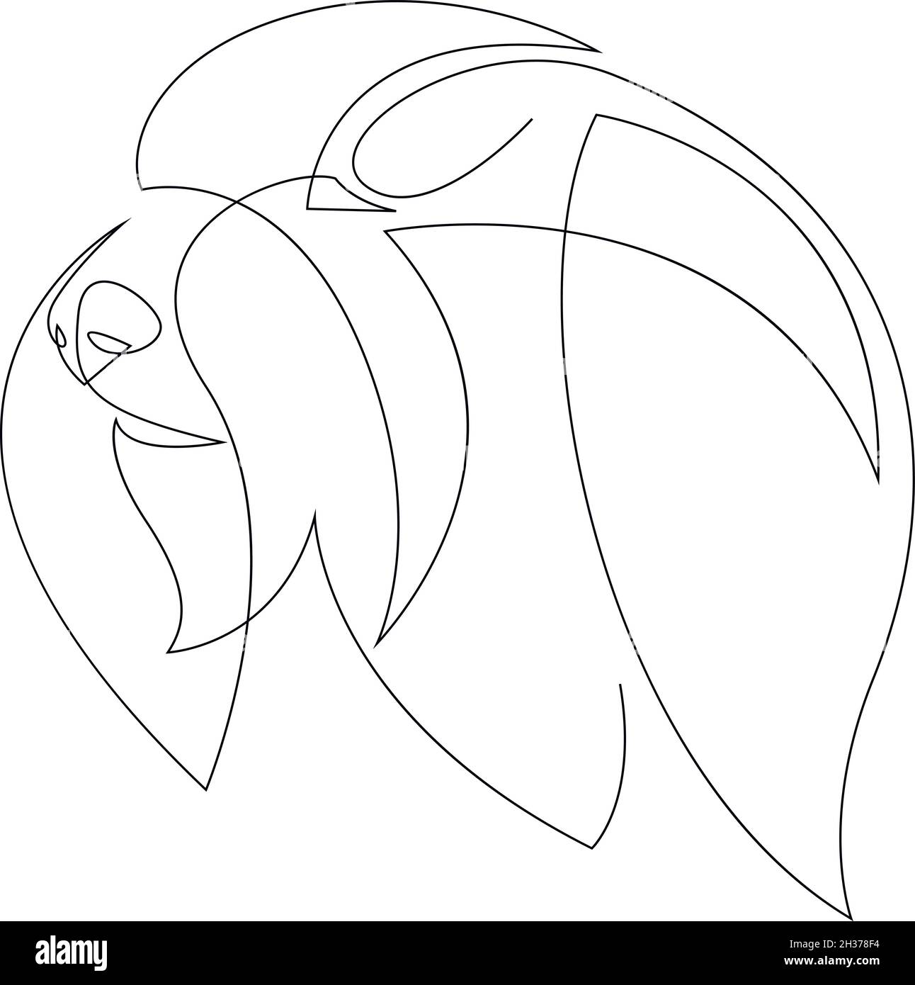 Old English Sheepdog Vektor Hundeportrait. Durchgehende Linie. Bobtail Dog eine Linie Zeichnung. Stock Vektor