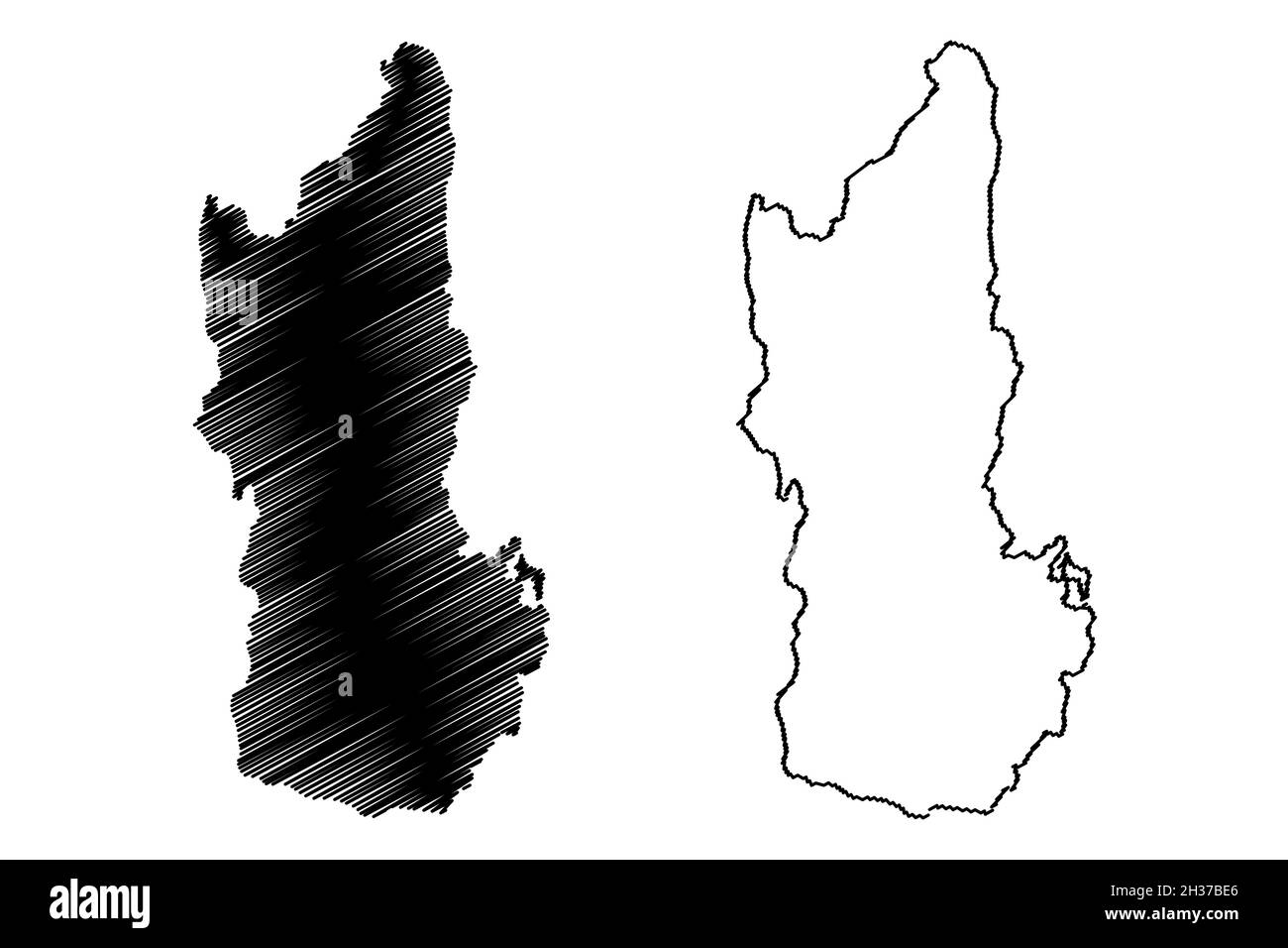 Nuapada Bezirk (Odisha Staat, Republik von Indien) Karte Vektor Illustration, scribble Skizze Nuapada Karte Stock Vektor