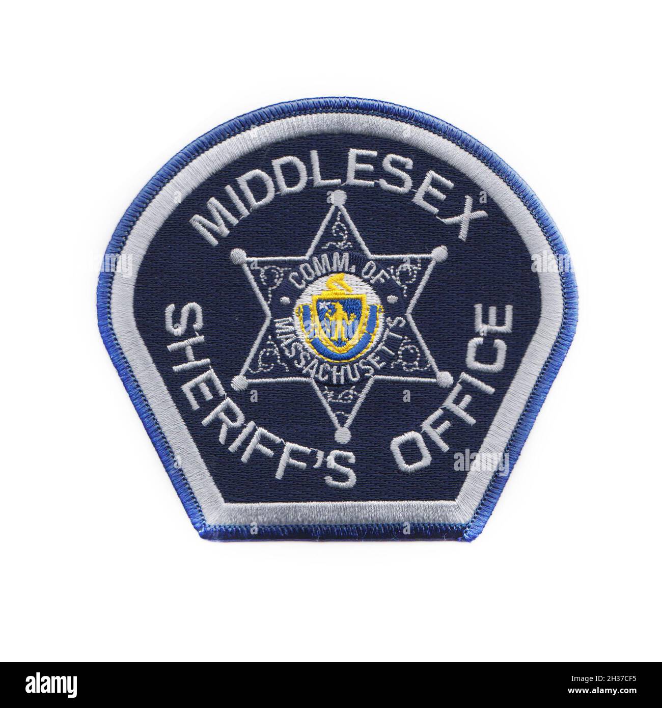 US-Sheriff-Abteilung Patch isoliert mit weißem Hintergrund Stockfoto
