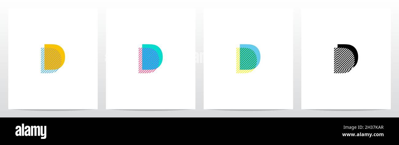 Streifen auf dem Vordergrund Letter Logo Design D Stock Vektor