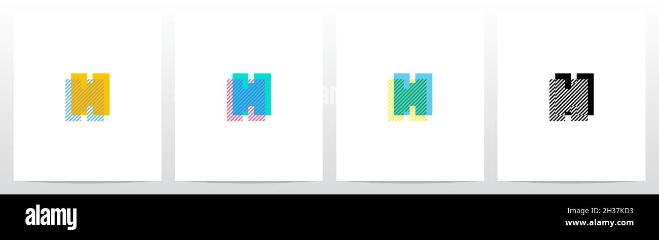 Streifen auf dem Vordergrund Letter Logo Design H Stock Vektor