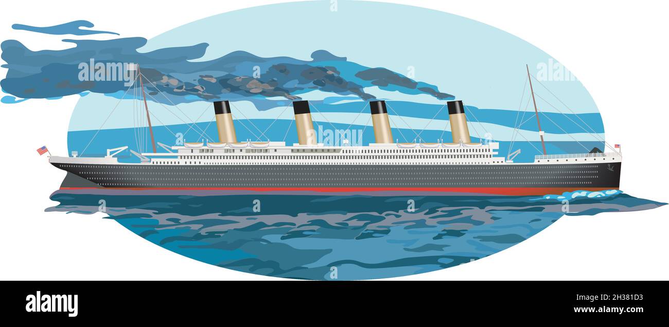 Titanic Ocean Liner dampft über das Meer Stock Vektor