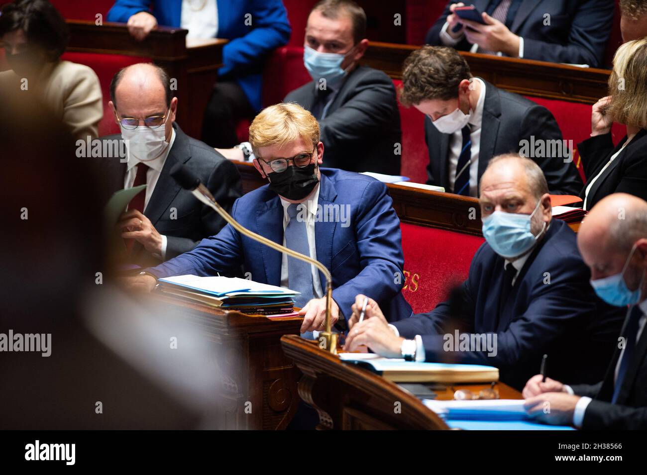 Französischer Delegierter des Ministers für die Beziehungen zum Parlament und Bürgerbeteiligung, der Premierminister Marc Fesneau während der Fragestunde an die Regierung am 26. Oktober 2021 in der Assemblee Nationale in Paris beigelegt wurde. Foto von Raphael Lafargue/ABACAPRESS.COM Stockfoto