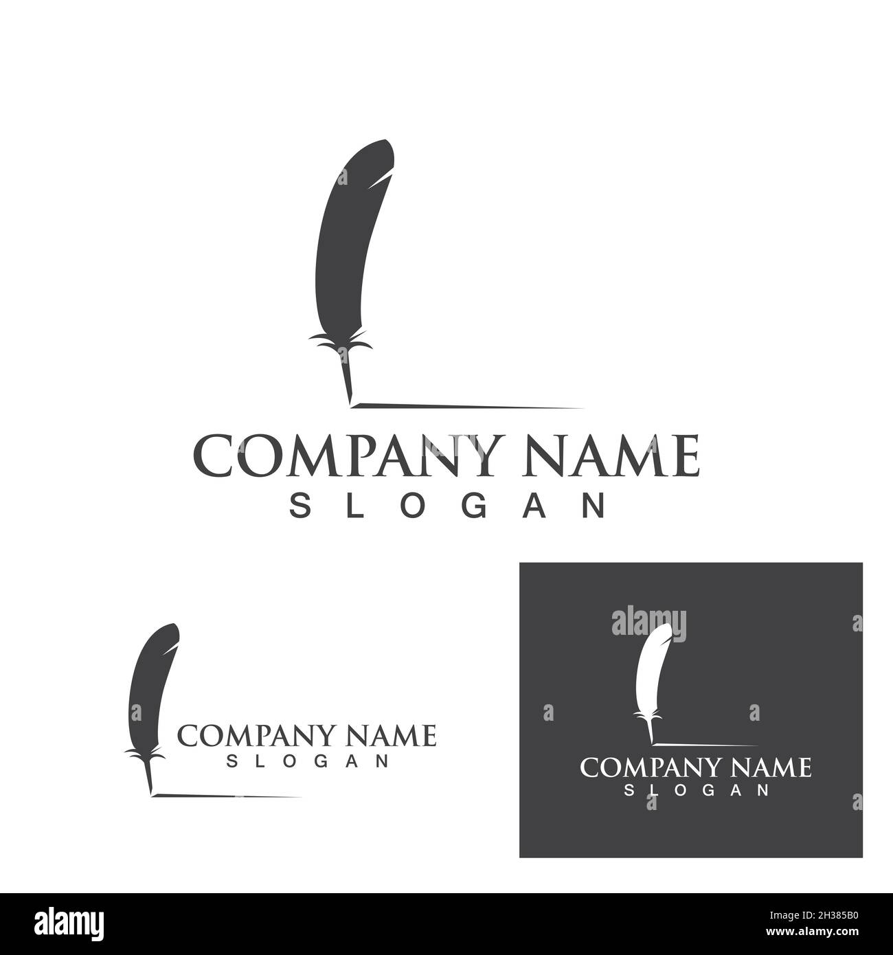 Feather pen Logo template Vector Illustration Stock Vektor