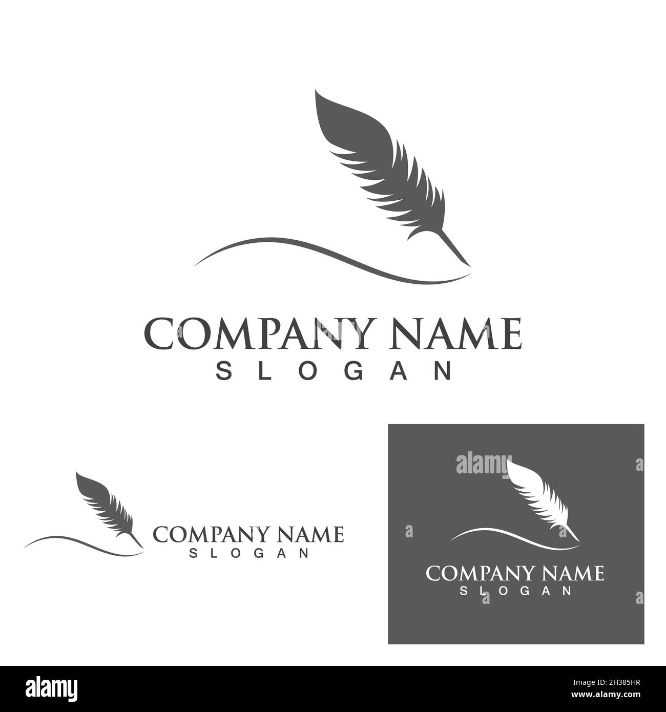 Feather pen Logo template Vector Illustration Stock Vektor