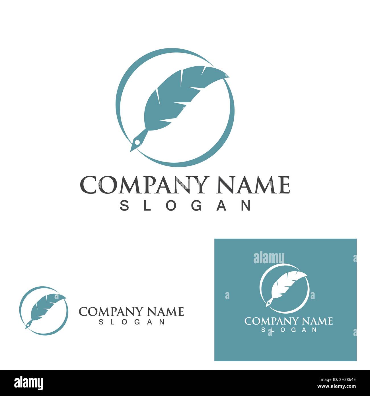 Feather pen Logo template Vector Illustration Stock Vektor