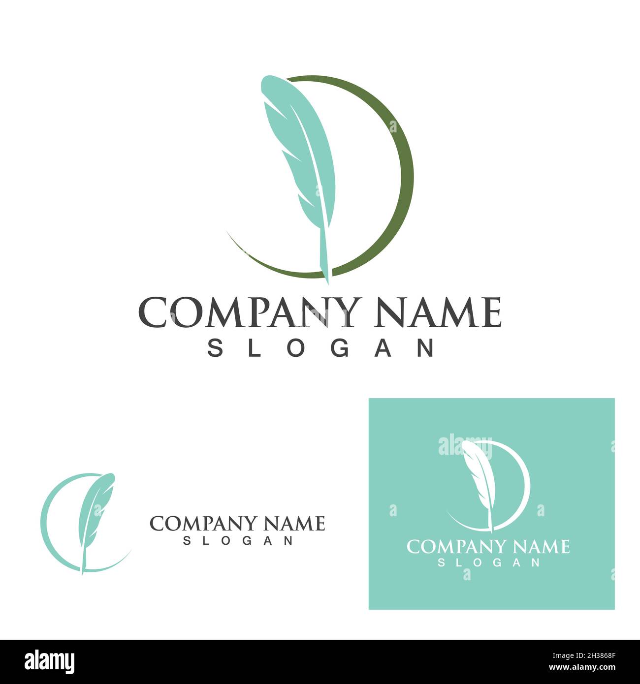 Feather pen Logo template Vector Illustration Stock Vektor