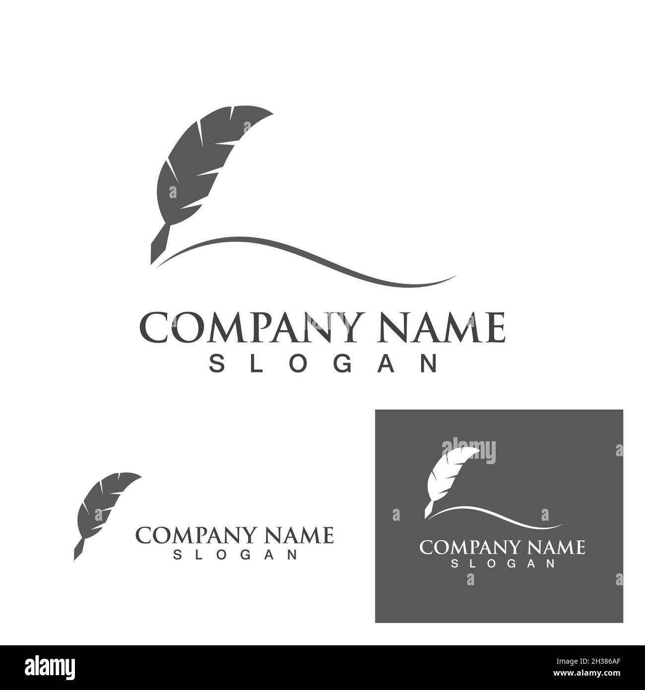 Feather pen Logo template Vector Illustration Stock Vektor