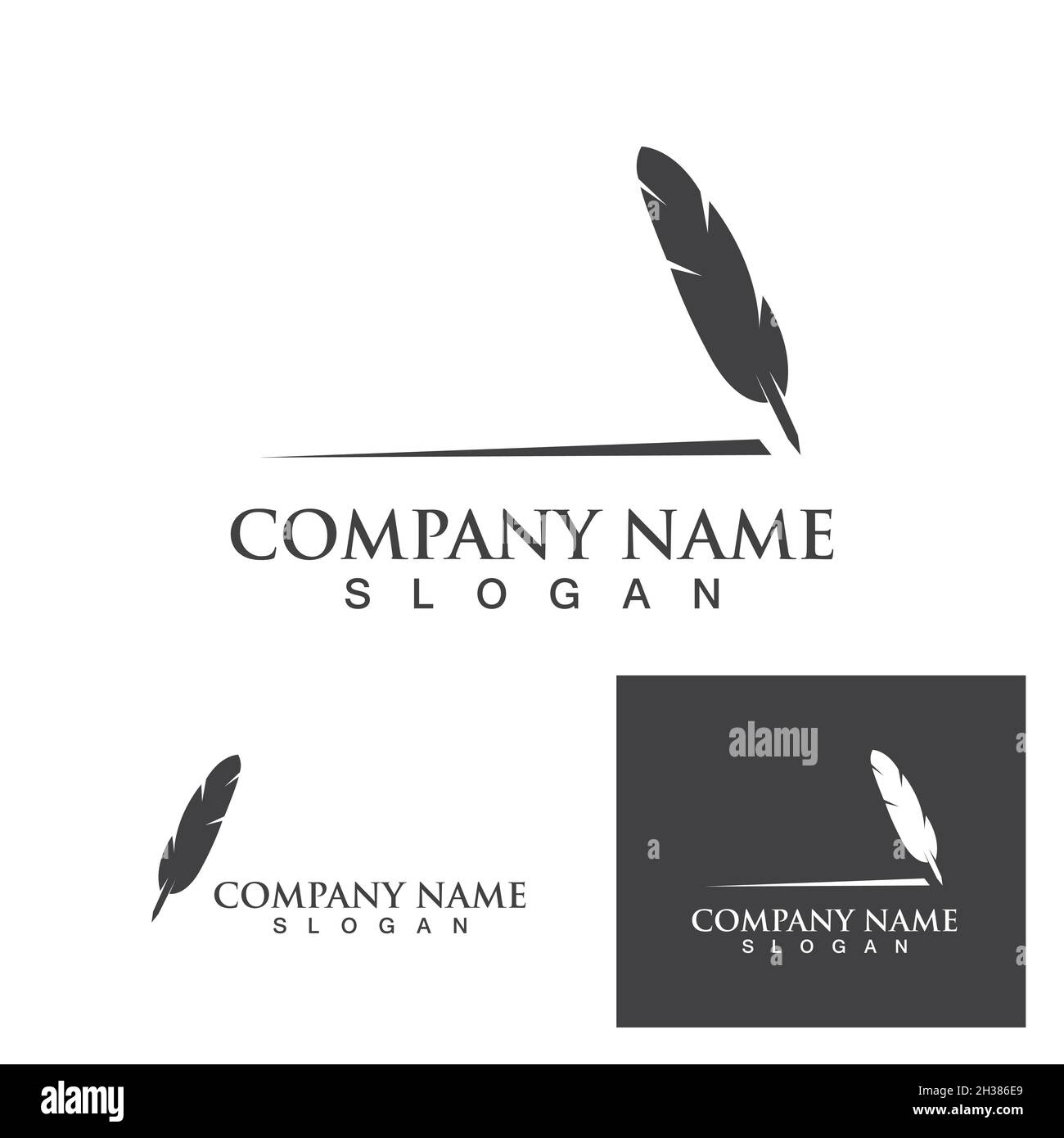 Feather pen Logo template Vector Illustration Stock Vektor