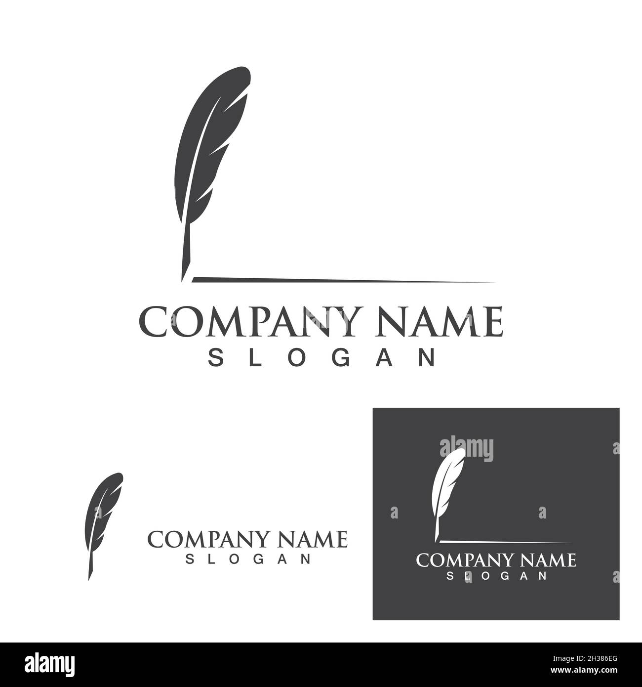 Feather pen Logo template Vector Illustration Stock Vektor