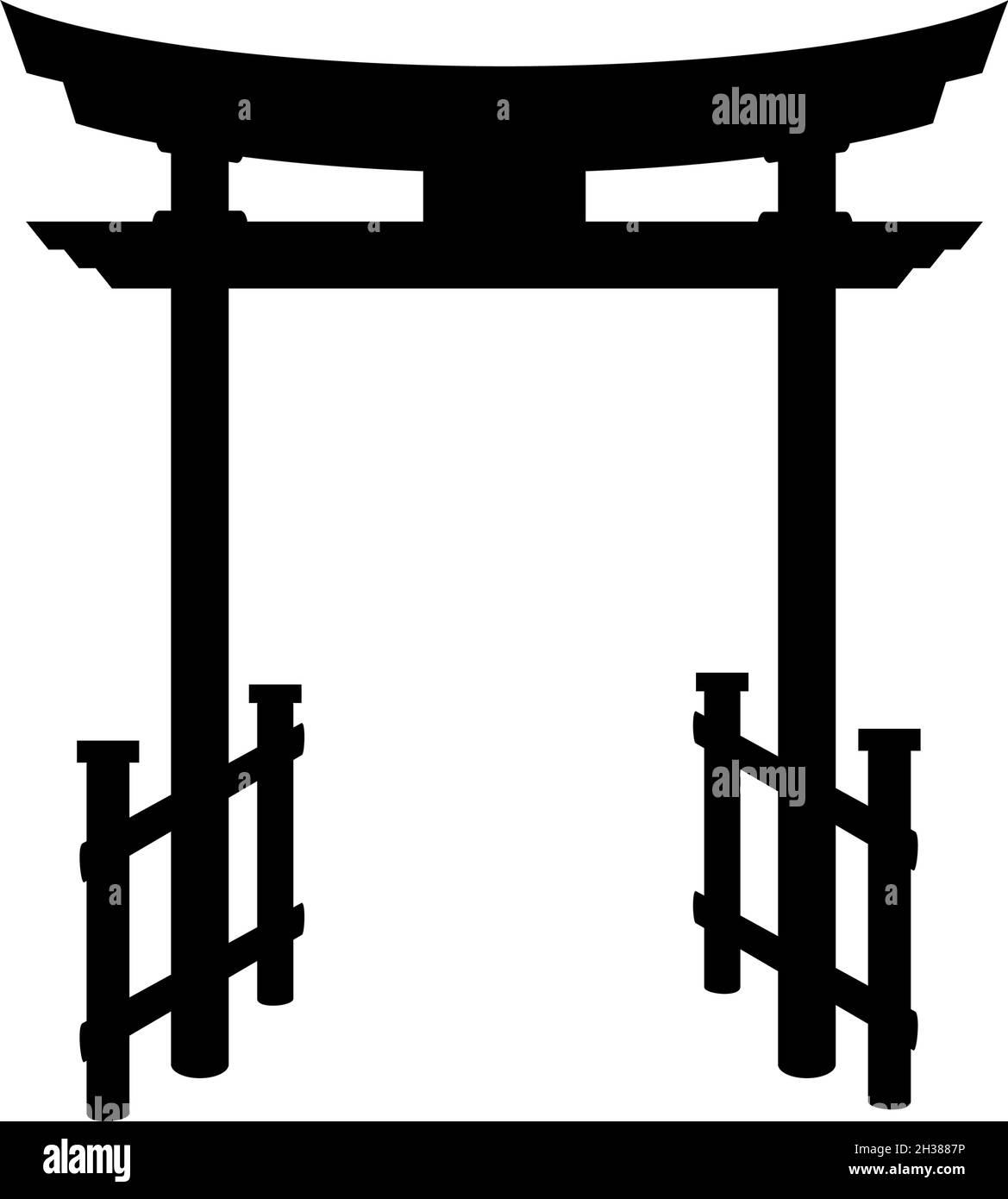 Silhouette Traditionelles chinesisches Tor. Historische Architektur Chinas. Stock Vektor