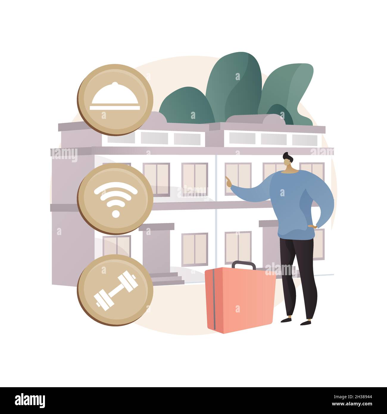 Abbildung des abstrakten Konzepts des Motelservice. Stock Vektor