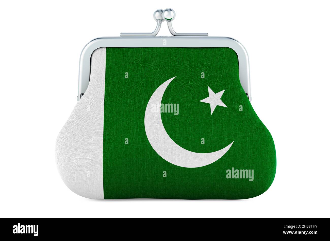 Geldbörse mit pakistanischer Flagge. Budget, Investitionen oder Finanz-, Banken-Konzept in Pakistan. 3D-Rendering auf weißem Hintergrund isoliert Stockfoto