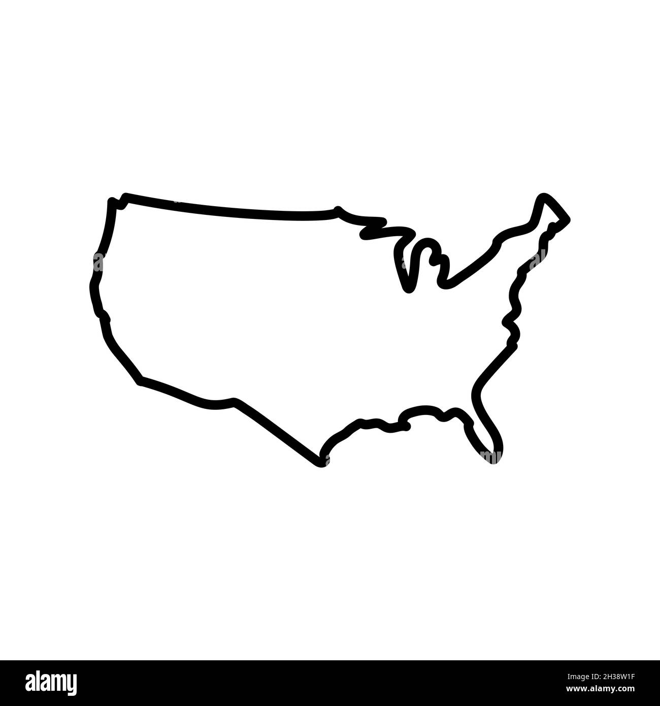 USA-Linienkarte Amerika-Umrisssymbol. Vektor Linie Kunst USA Silhouette Staat einfache Illustration Stock Vektor