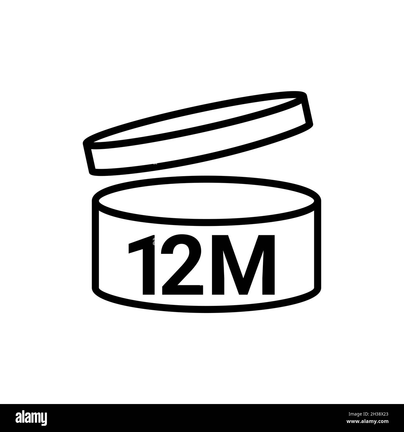 PAO Symbol Logo kosmetisches Leben. 12 Monate Verfallsdatum Open Shelf JAR Verfallsdatum pao-Monatssymbol Stock Vektor
